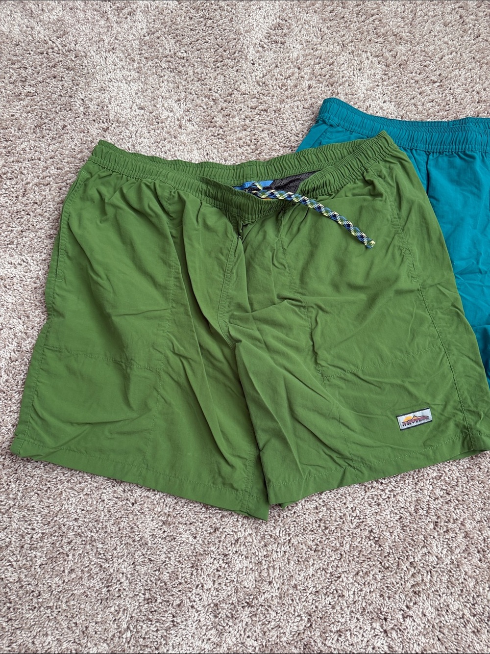 Colorblock Orange & Light Blue Swim Shorts + Green & Teal - Picture 4 of 9